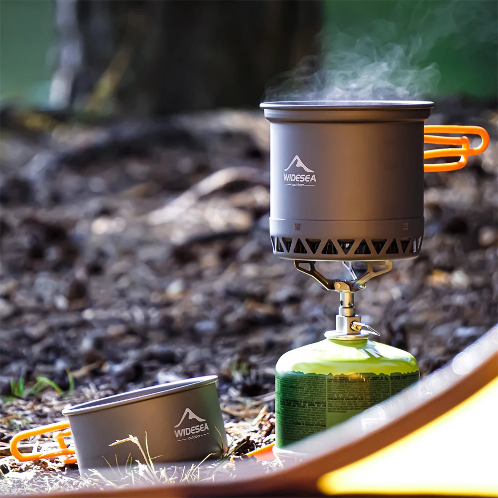 Widesea Camping 1.3L 2.3L Outdoor Cooking Set Portable Cookware Kettle Travel Kitchen Utensils