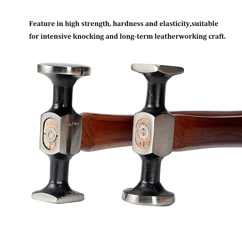 WUTA Leather Mallet Hammer Carbon Steel Double Head Professional Chasing Hammer for Leather Craft
