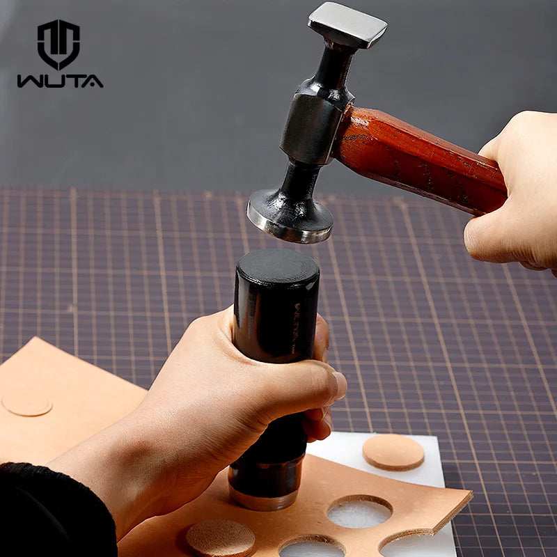 WUTA Leather Mallet Hammer Carbon Steel Double Head Professional Chasing Hammer for Leather Craft