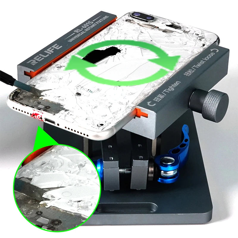 RL-601S Mobile Phone Fixing Fixture 360 Degree Rotating Clamping Tool for Removing Back Glass Door and Glue Removal