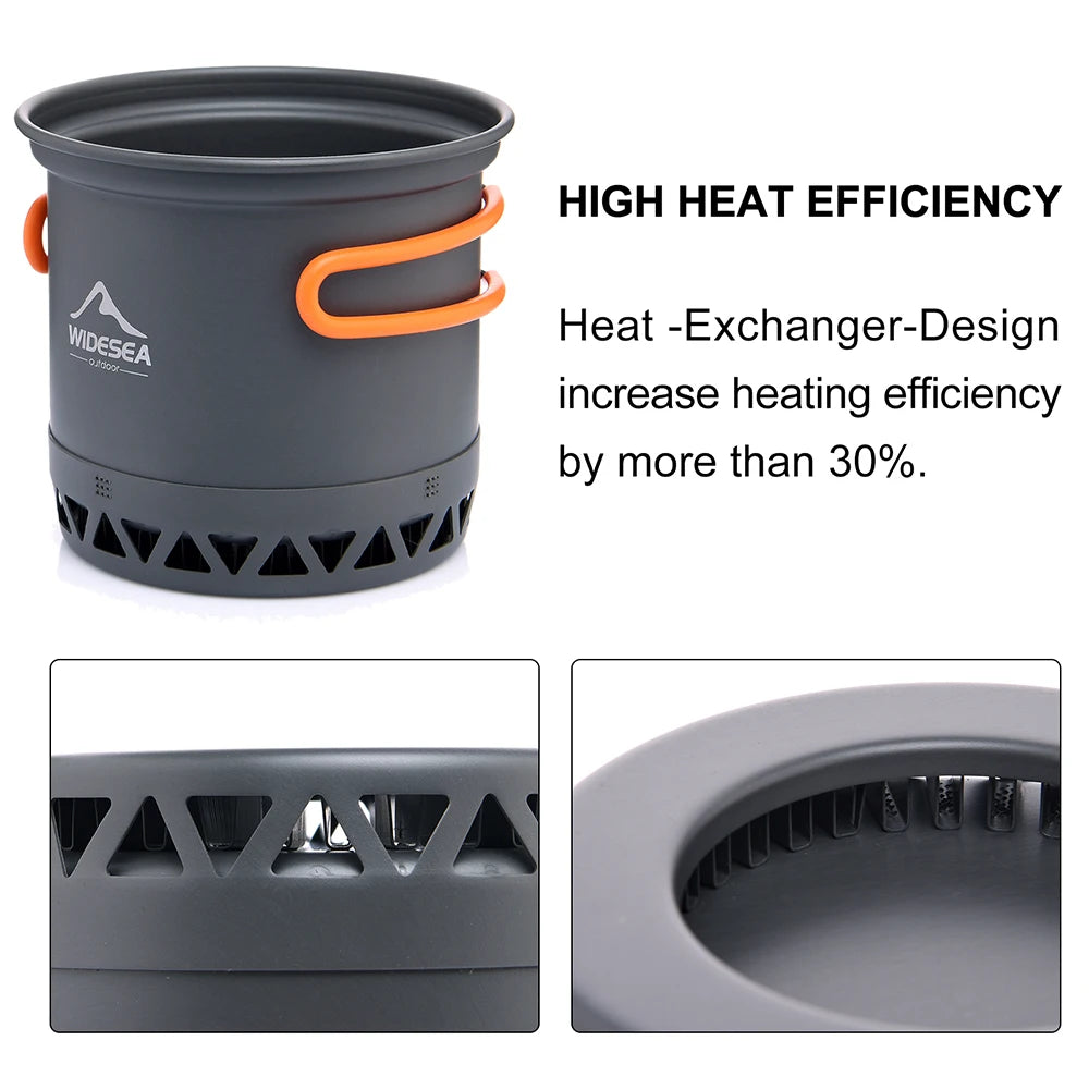 Widesea Camping 1.3L 2.3L Outdoor Cooking Set Portable Cookware Kettle Travel Kitchen Utensils