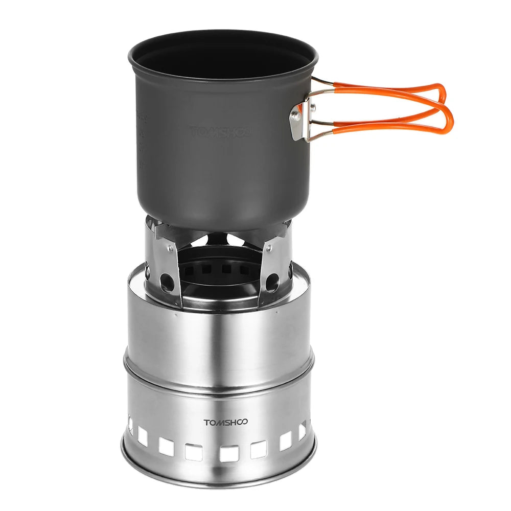 Upgrade Portable Camping Stove and Backpacking Stove Windproof Wood Burning Stove with Foldable Handle for Hiking Picnic and BBQ