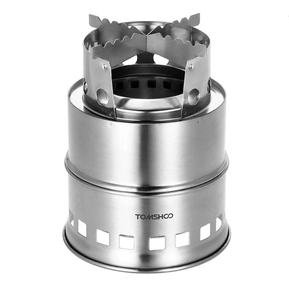 Upgrade Portable Camping Stove and Backpacking Stove Windproof Wood Burning Stove with Foldable Handle for Hiking Picnic and BBQ