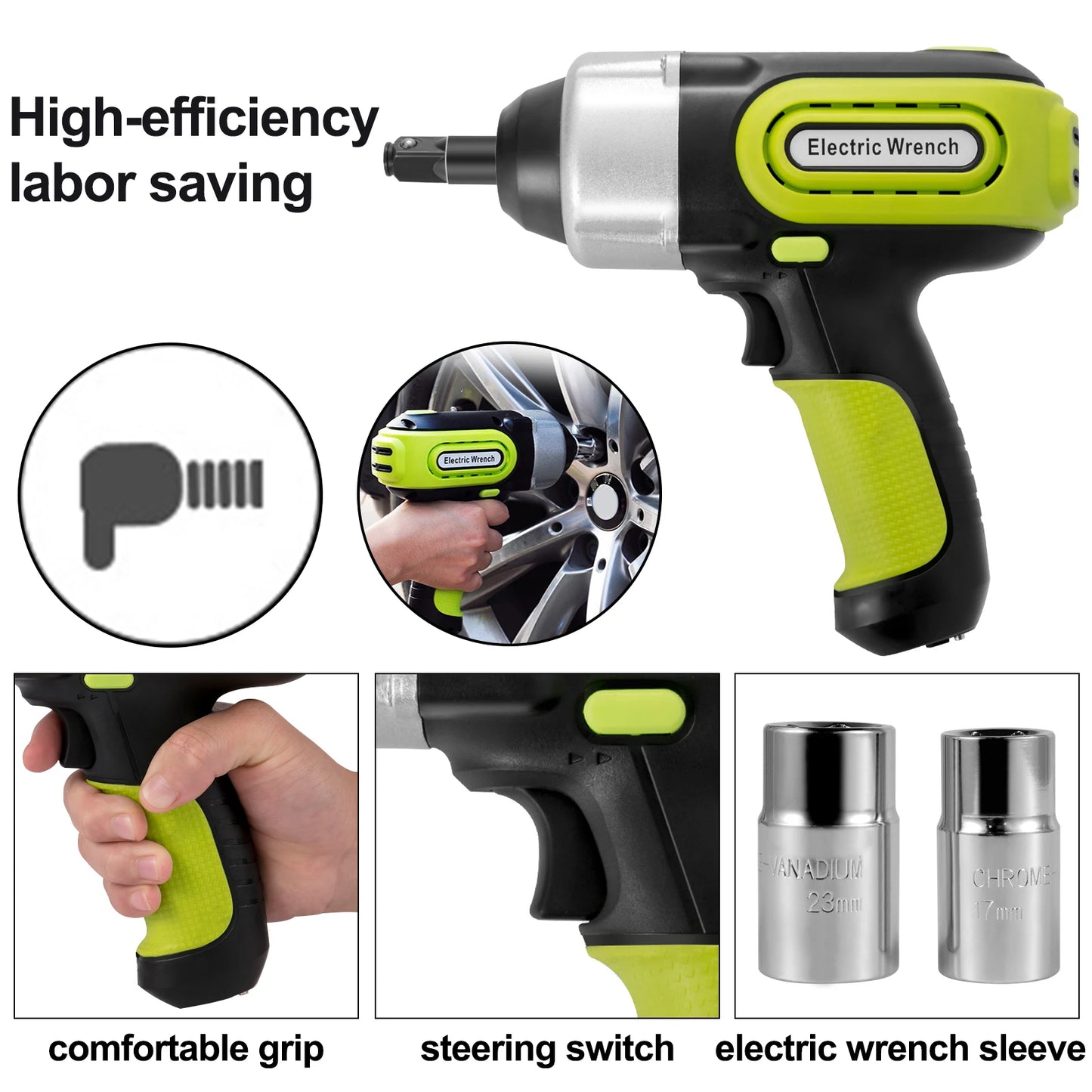 VEVOR 5 Ton 12V Electric Car Jack Kit with Impact Wrench and LED Light Portable Hydraulic Tire Lifting Tool