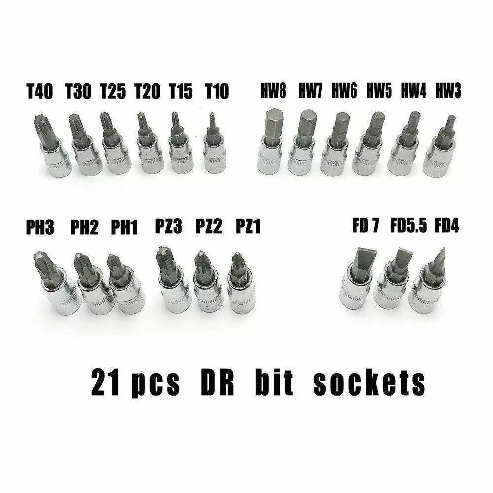 46 Piece Metric Flexible Head Ratcheting Wrench Combination Set 1/4 Inch Drive Hex Bit Socket Mechanic Tool for Car Repair