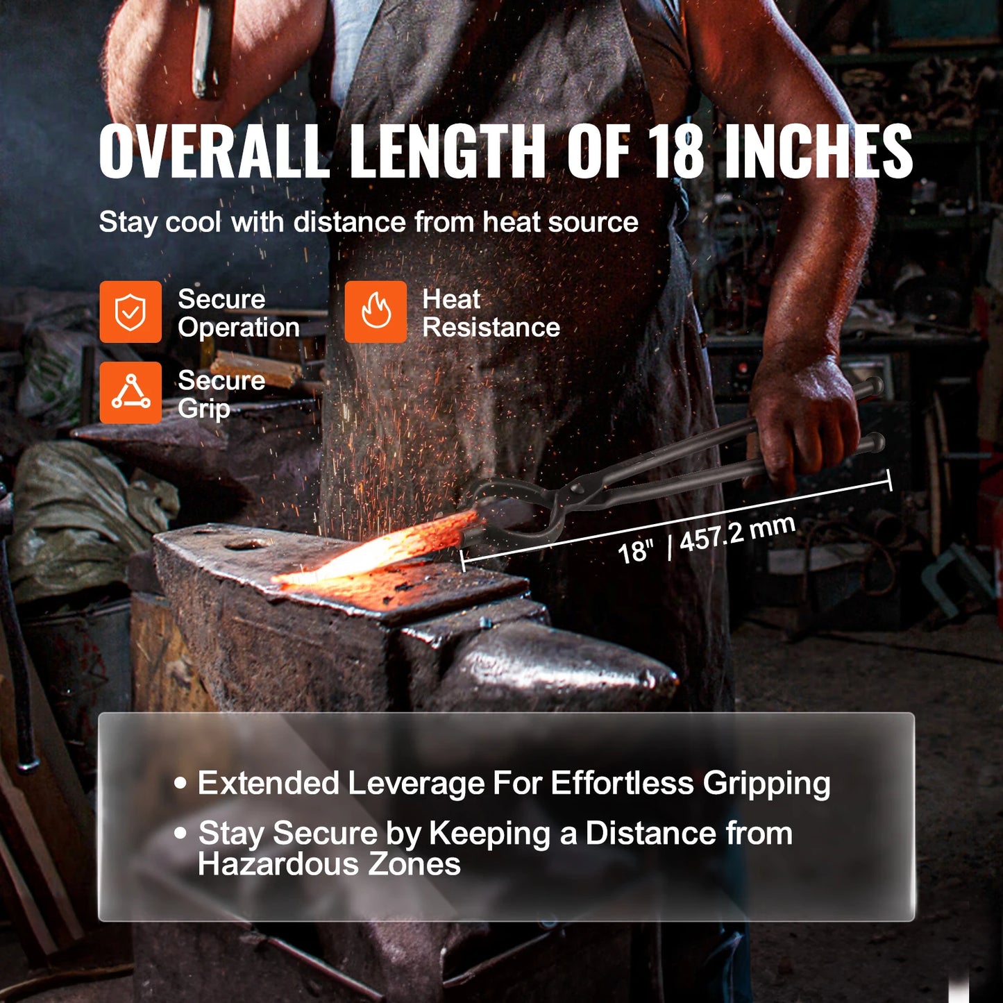 SucceBuy Blacksmith Tongs 18 Inch V Bit Bolt Tongs Wolf Jaw Tongs Z V Bit Tongs Gripping Tongs Carbon Steel Forge Tongs