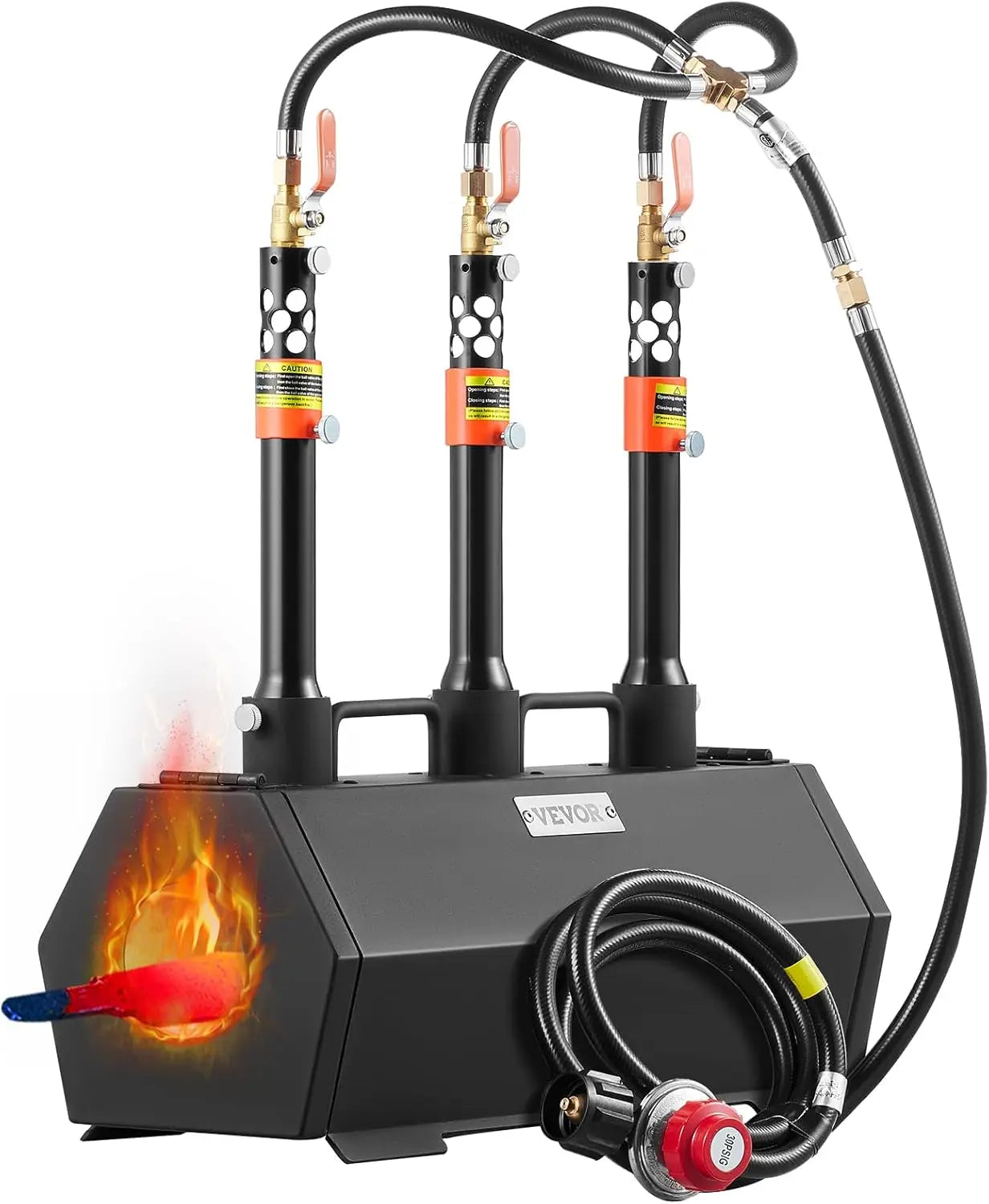 Portable Propane Forge 3 Burner Farrier Forge 2600 Degrees Fahrenheit Tool and Knife Making Blacksmithing Gas Forge Large Capacity Hexagon