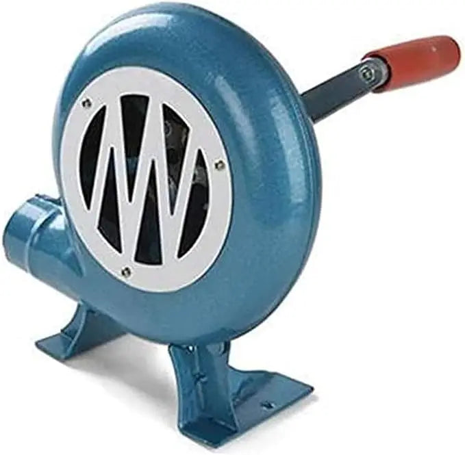 Hand Crank Blacksmith Forge Blower Manual BBQ Air with Metal Fan Blade Iron Gear Portable Grill Coal Lighter for Camping