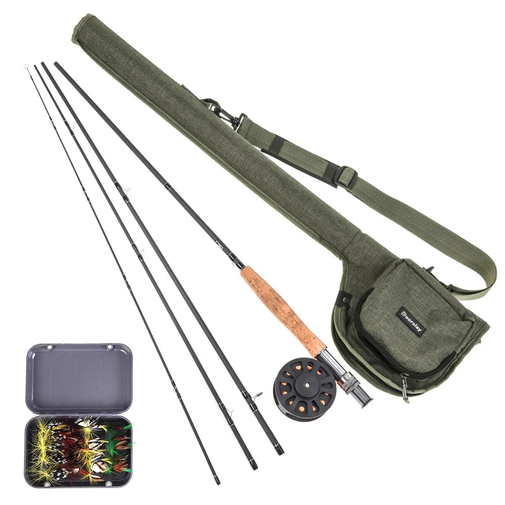 9 Foot Fly Fishing Rod and Reel Combo with Carry Bag and 20 Flies Complete Starter Package