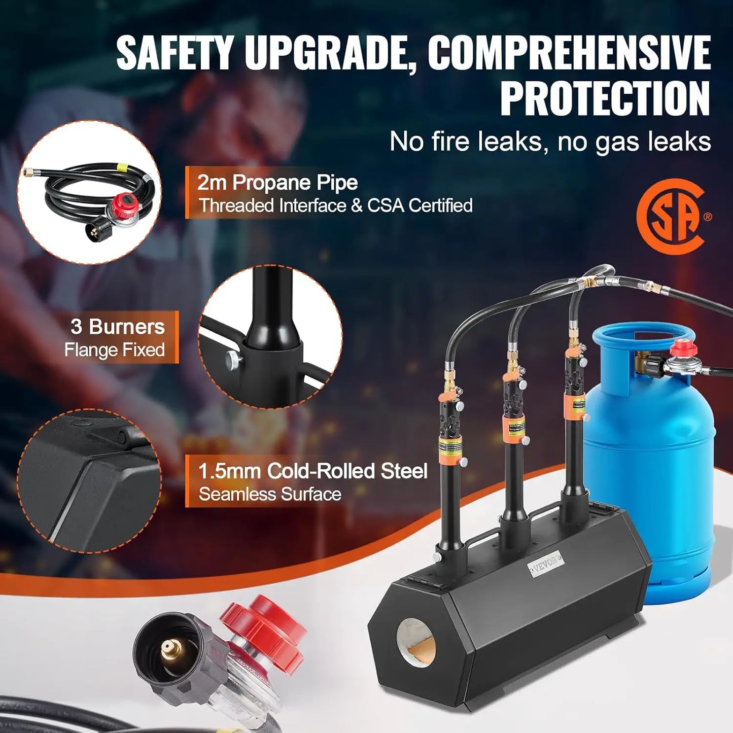Portable Propane Forge 3 Burner Farrier Forge 2600 Degrees Fahrenheit Tool and Knife Making Blacksmithing Gas Forge Large Capacity Hexagon