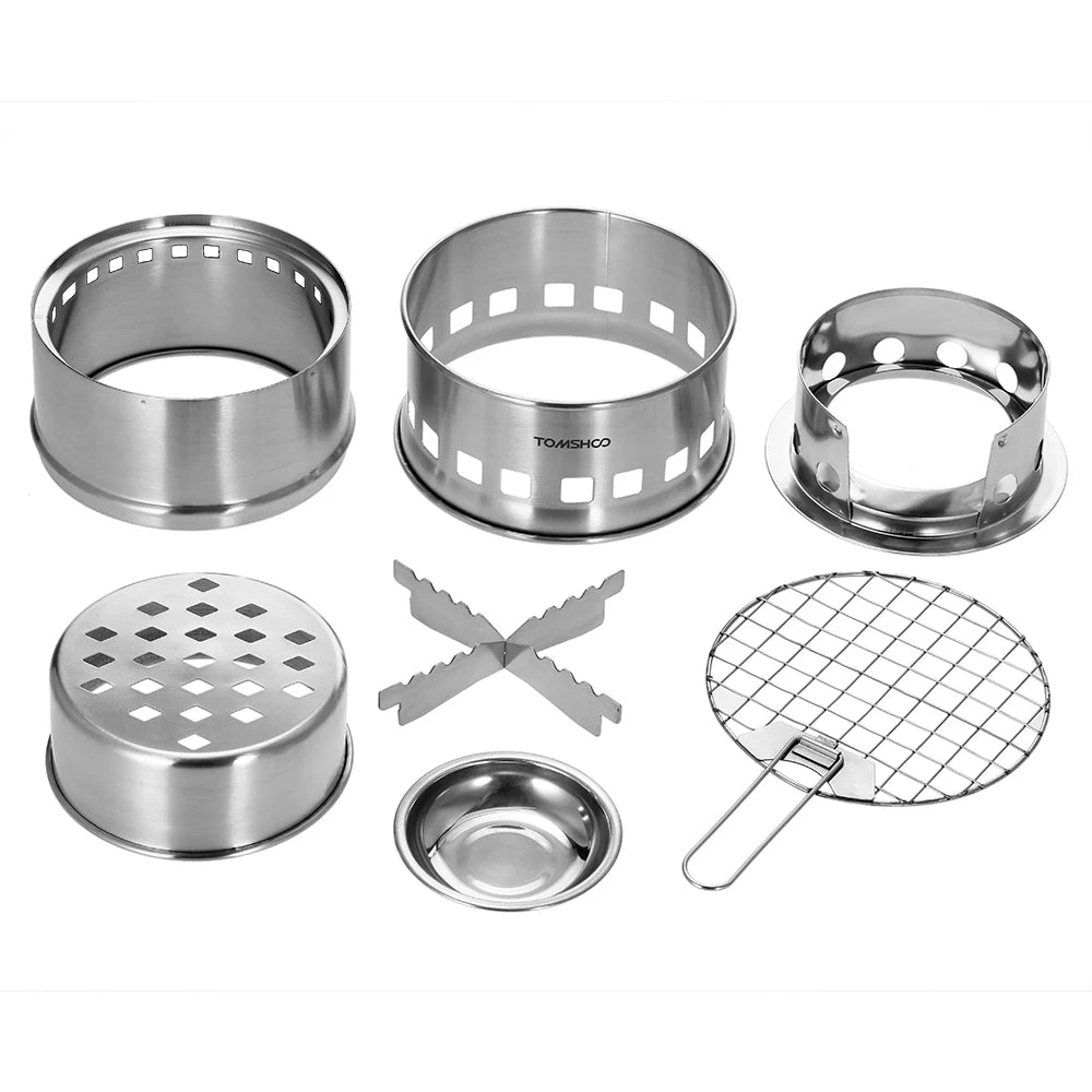 Upgrade Portable Camping Stove and Backpacking Stove Windproof Wood Burning Stove with Foldable Handle for Hiking Picnic and BBQ