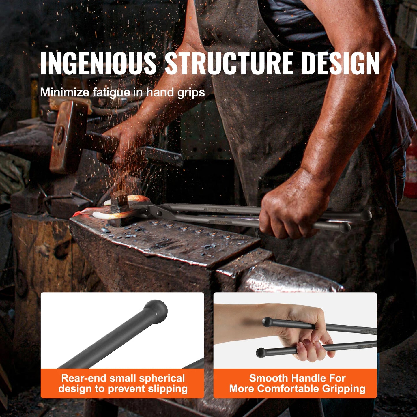 SucceBuy Blacksmith Tongs 18 Inch V Bit Bolt Tongs Wolf Jaw Tongs Z V Bit Tongs Gripping Tongs Carbon Steel Forge Tongs