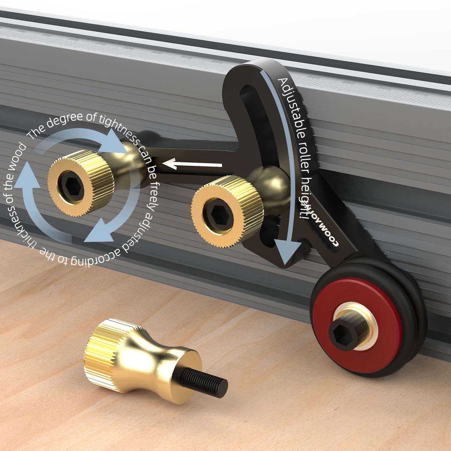 Enjoywood One Way Bearing Roller Feeder Clear Cut Precision Stock Guide Featherboards Safe Feeding for Table Saw Router Table