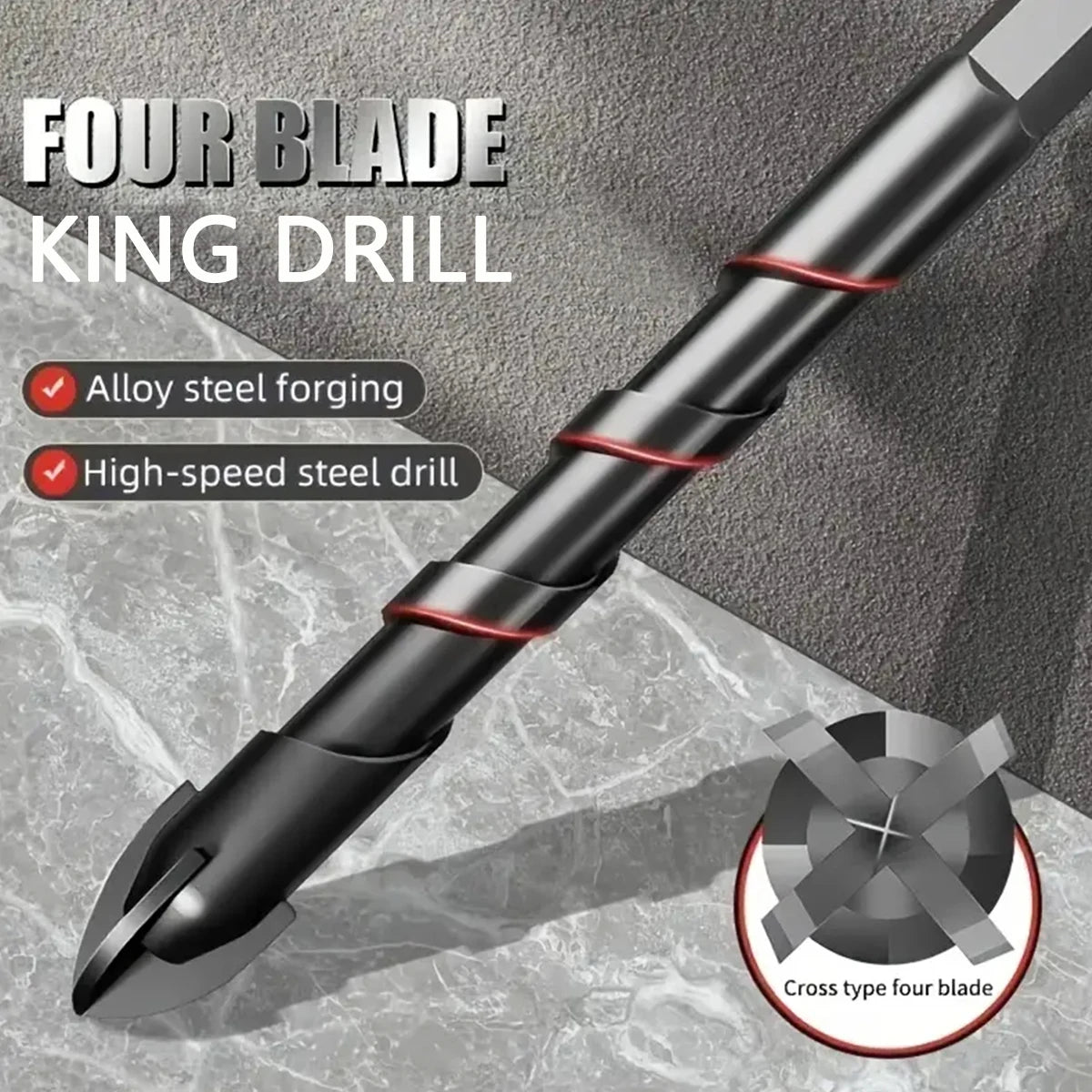 10 Pcs Masonry Concrete Drill Bit Set for Tile Brick Glass Plastic and Wood Tungsten Carbide Tip