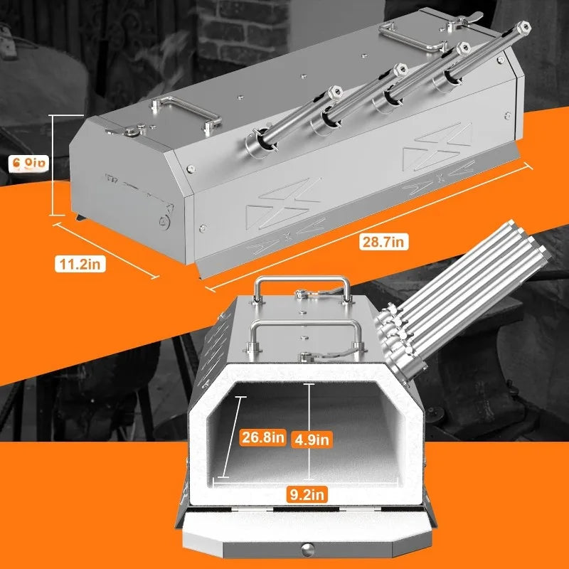 Gas Propane Forge 2600 Degrees Fahrenheit Double Door Large Capacity Portable Knife Making Equipment Stainless Steel Blacksmithing Farrier Tool