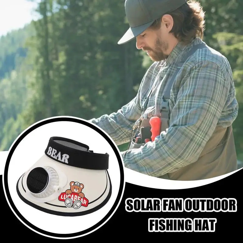 Solar Fan Hats For Kids Wide Brim Solar Powered Hat Kid's Fishing Hat Outdoor Protection
