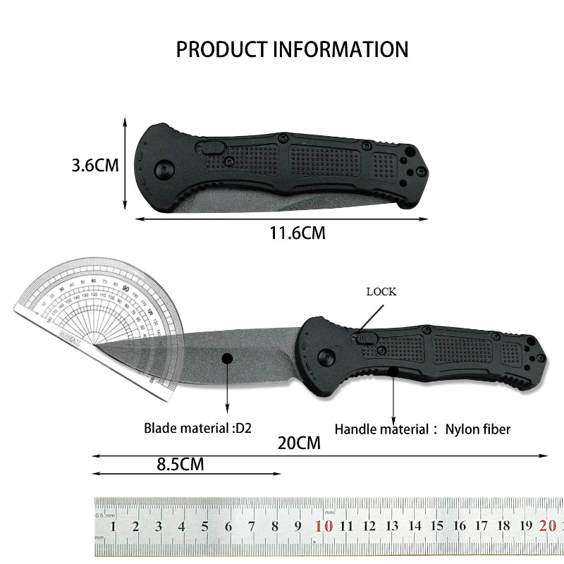 BM 9070 Small Folding Knife 3.34 Inch Blade D2 Steel Nylon Fiber Handle Outdoor Camping Portable Multifunctional Cutting Knife
