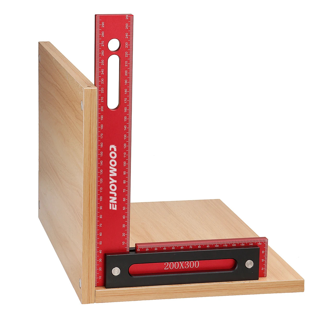 300x200mm L Shaped Precision Square Right Angle Ruler Metric Imperial Measurements Aluminum Alloy Woodworking Tool