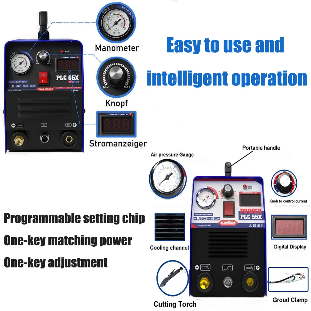 Plasmargon Cutting Machine PLC55/65 IGBT CNC Plasma Cutter Welding Inverter 50A 60A 110V 220V