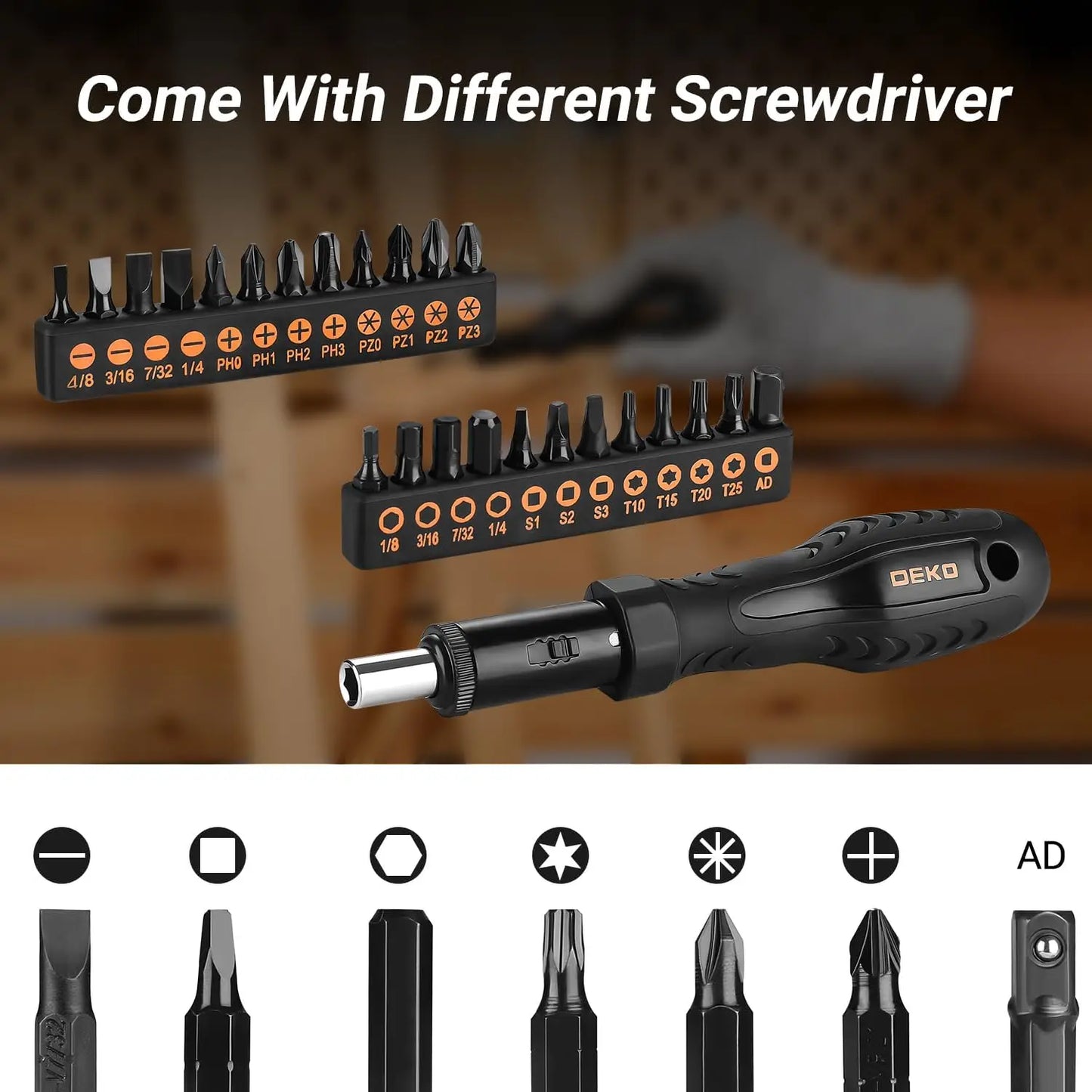 Deko DKMT178 Household Tool Set with Drill Wrench Sockets for Car Repair and Mechanics