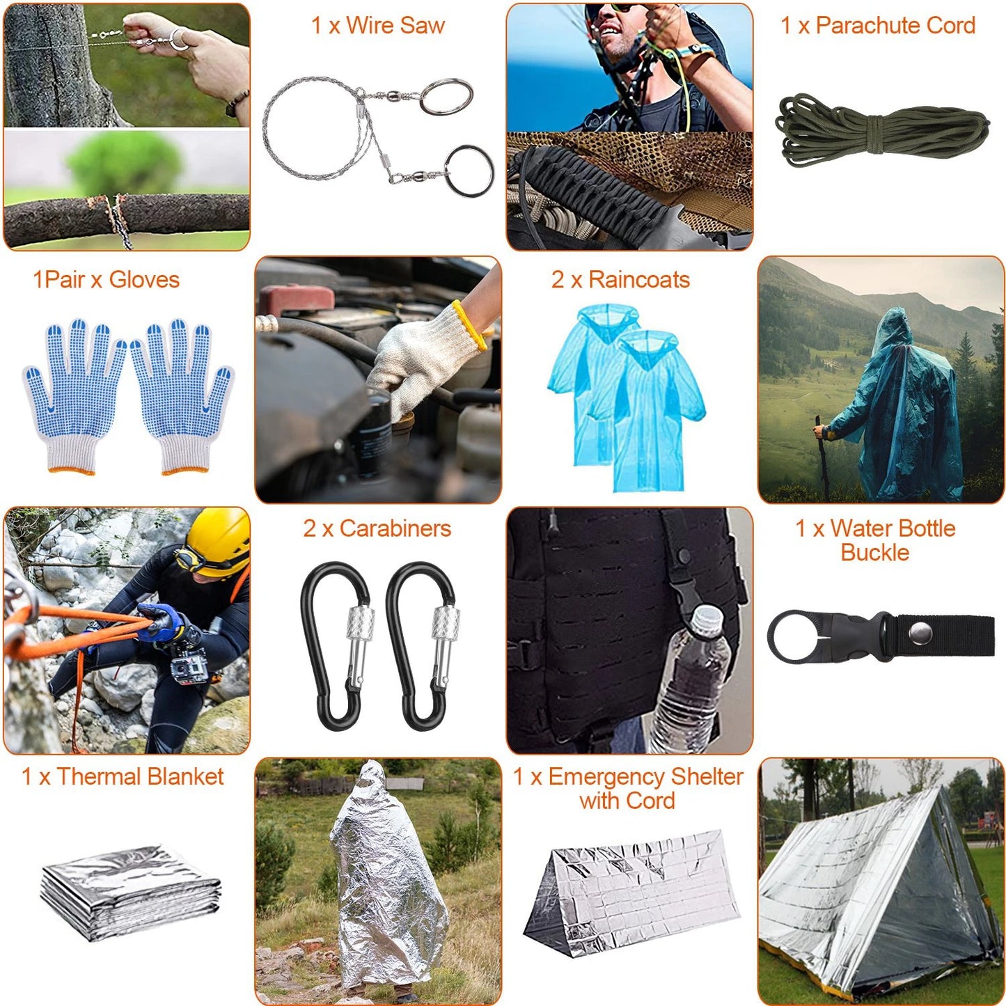 125 In 1 Emergency Survival Kit Trauma Bag Outdoor Multifunctional Camping Gear First Aid Kit Wilderness Axe Shovel Flashlight