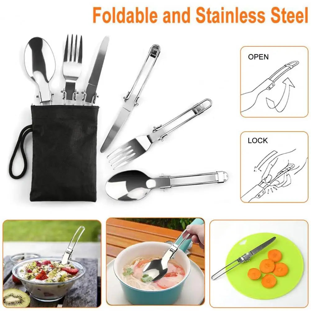 Portable Cooking Utensils Set for Two Person Camping Cookware Kit with Non Stick Pot Pan and Kettle for Outdoor Backpacking