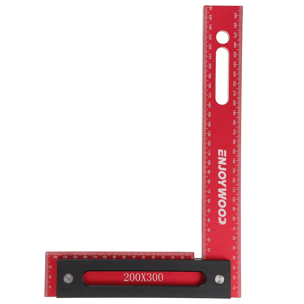 300x200mm L Shaped Precision Square Right Angle Ruler Metric Imperial Measurements Aluminum Alloy Woodworking Tool