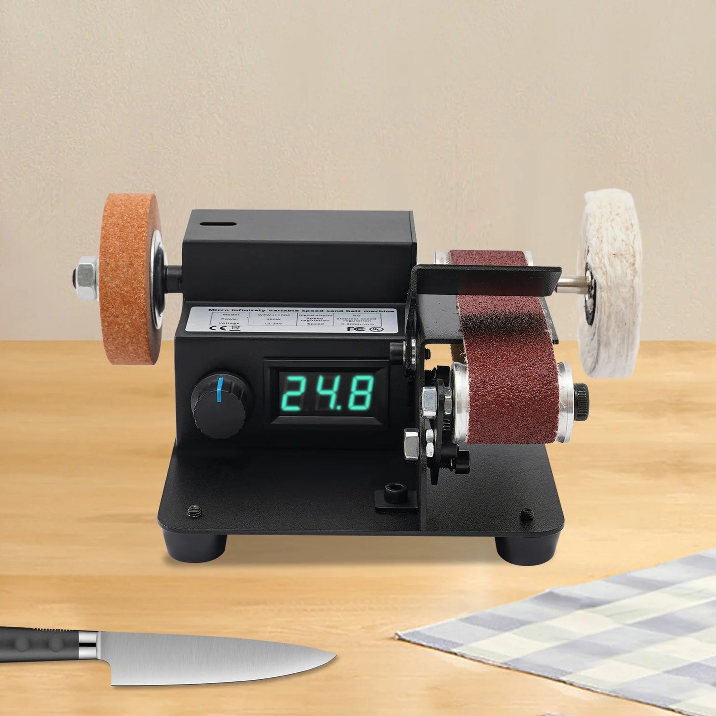 350W Variable Speed Mini Belt Sander Multi Material Sanding System Grinder 30x340mm Sanding Belt