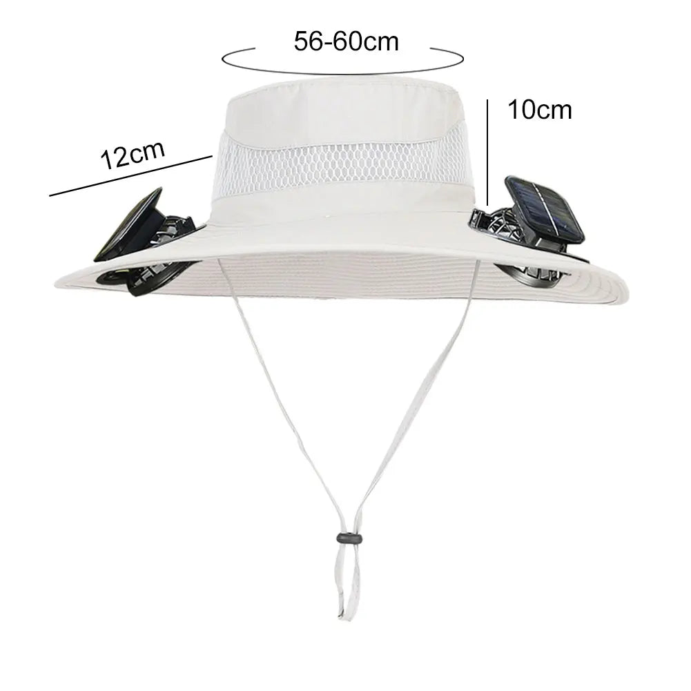 Outdoor Solar Fan Hat UV Protection Sun Hat with Solar Powered Fans Breathable Wide Brim Fishing Hat for Camping and Hiking