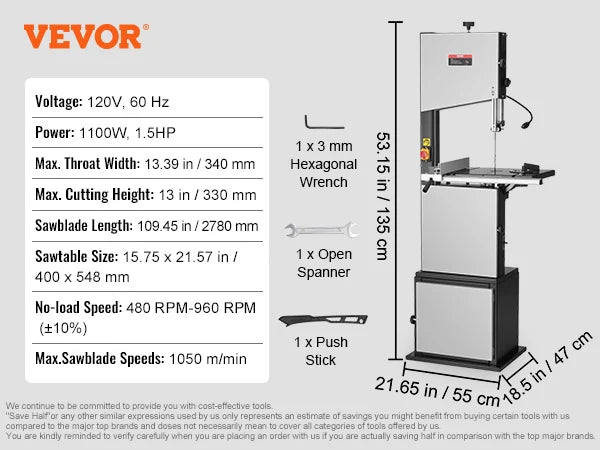 SucceBuy 10 Inch 14 Inch Band Saw 2 Speed Continuously Benchtop Bandsaw with Optimized Work Light for Woodworking Aluminum and Plastic
