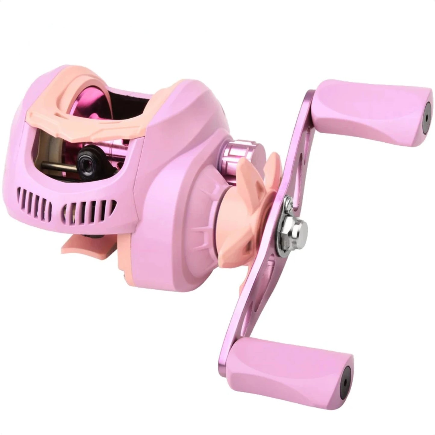 Ultra Light Pink Left Right Handed Brake System Baitcasting Fishing Reel 7.2 to 1 Gear Ratio