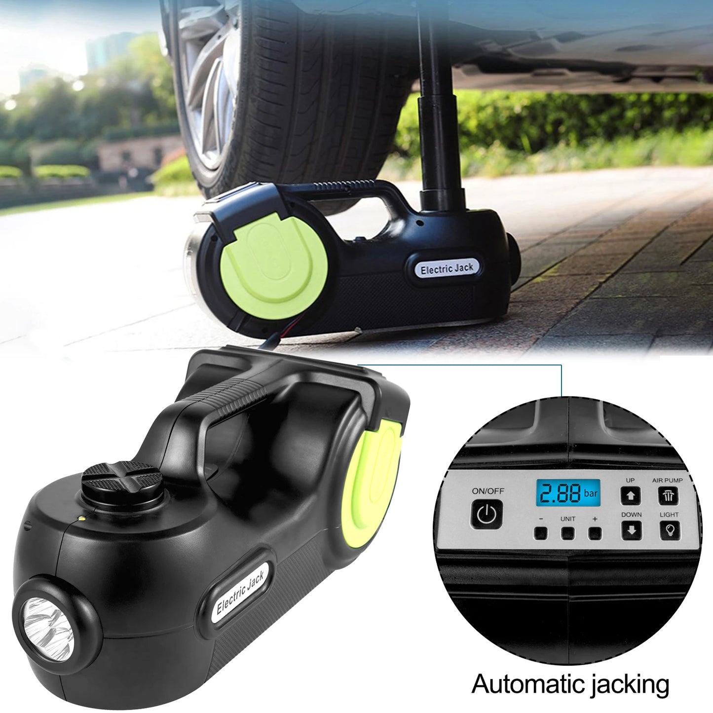 VEVOR 5 Ton 12V Electric Car Jack Kit with Impact Wrench and LED Light Portable Hydraulic Tire Lifting Tool