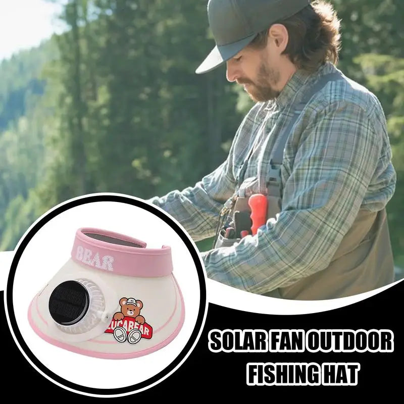 Solar Fan Hats For Kids Wide Brim Solar Powered Hat Kid's Fishing Hat Outdoor Protection