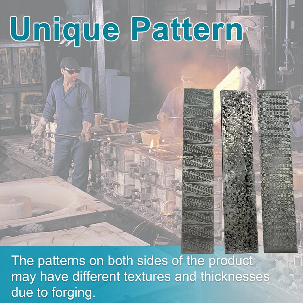 Damascus Steel Billet Patterned Steel Cutter Making Bar Forging Materials Quenched Smoothed for DIY Home Projects