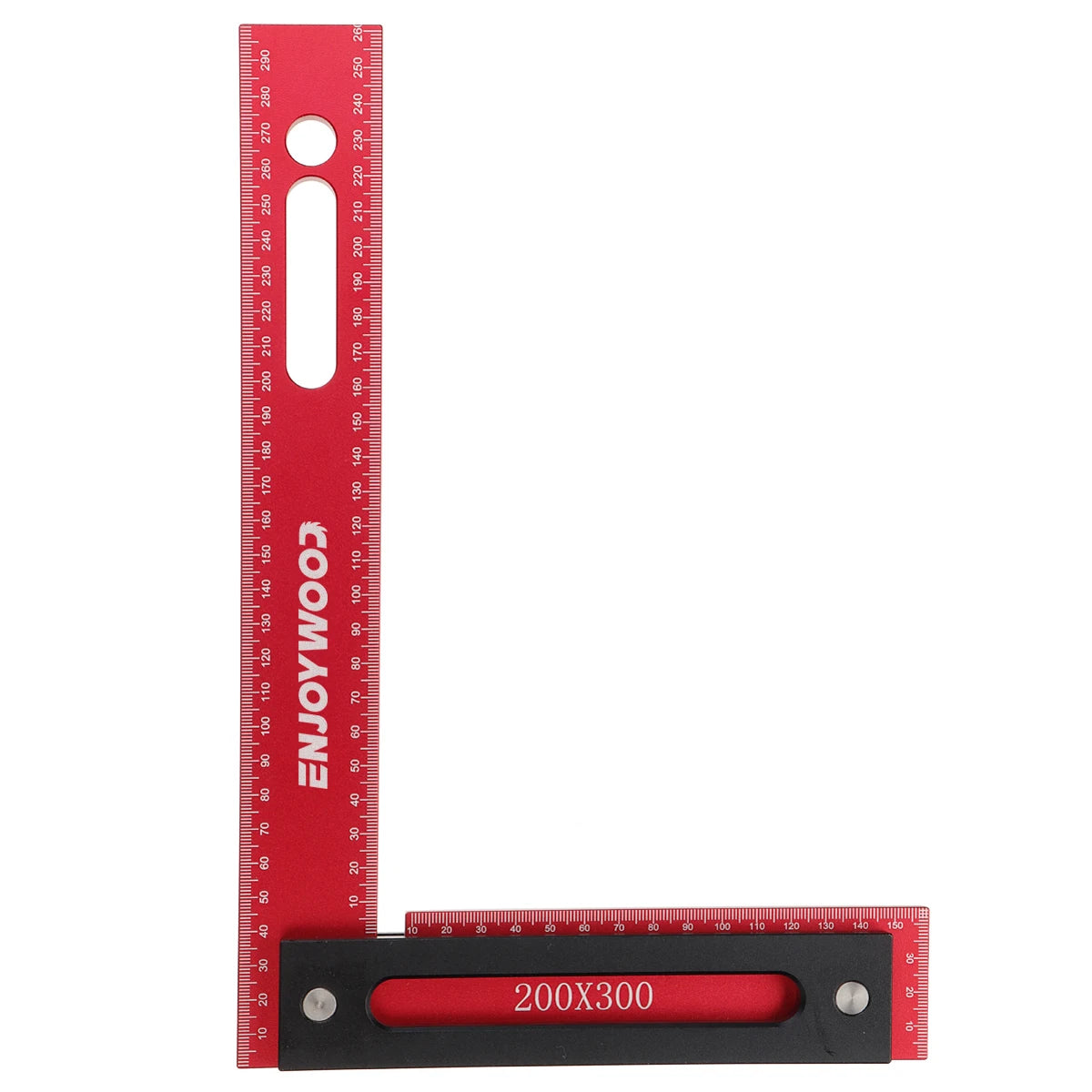 300x200mm L Shaped Precision Square Right Angle Ruler Metric Imperial Measurements Aluminum Alloy Woodworking Tool