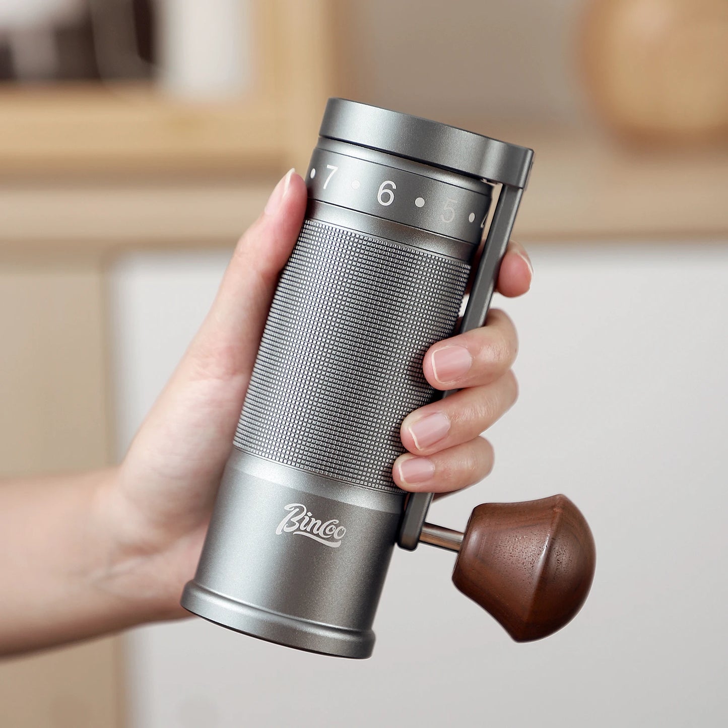 Bincoo Foldable Manual Coffee Grinder with External Adjustable Setting Stainless Steel Burr Grinder and Portable Storage Bag