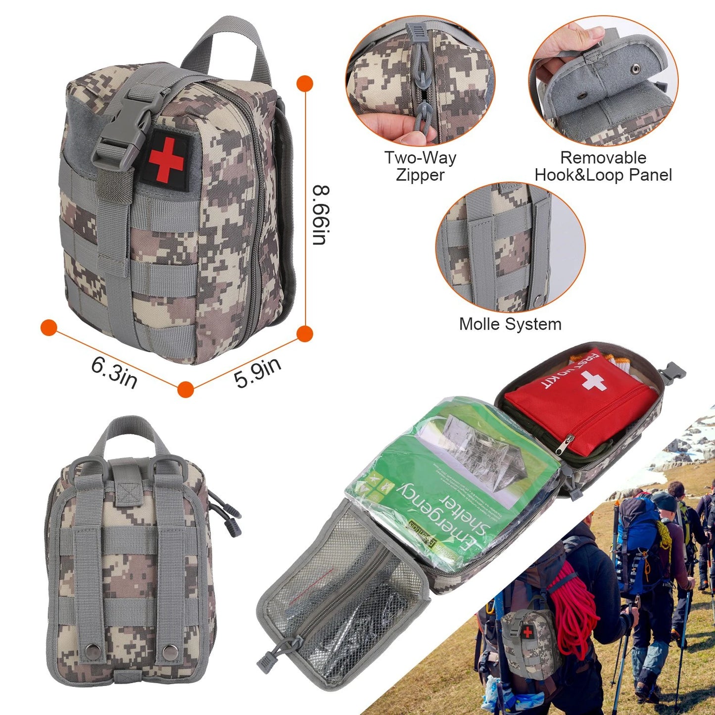 125 In 1 Emergency Survival Kit Trauma Bag Outdoor Multifunctional Camping Gear First Aid Kit Wilderness Axe Shovel Flashlight