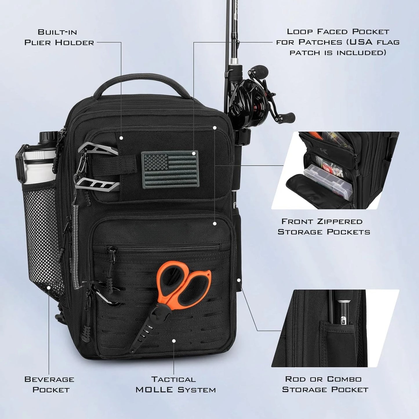 Tactical Fishing Sling Tackle Bag Lightweight Fishing Backpack Storage for Gear and Equipment Gift for Men