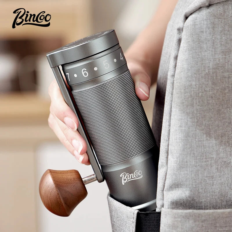 Bincoo Foldable Manual Coffee Grinder with External Adjustable Setting Stainless Steel Burr Grinder and Portable Storage Bag
