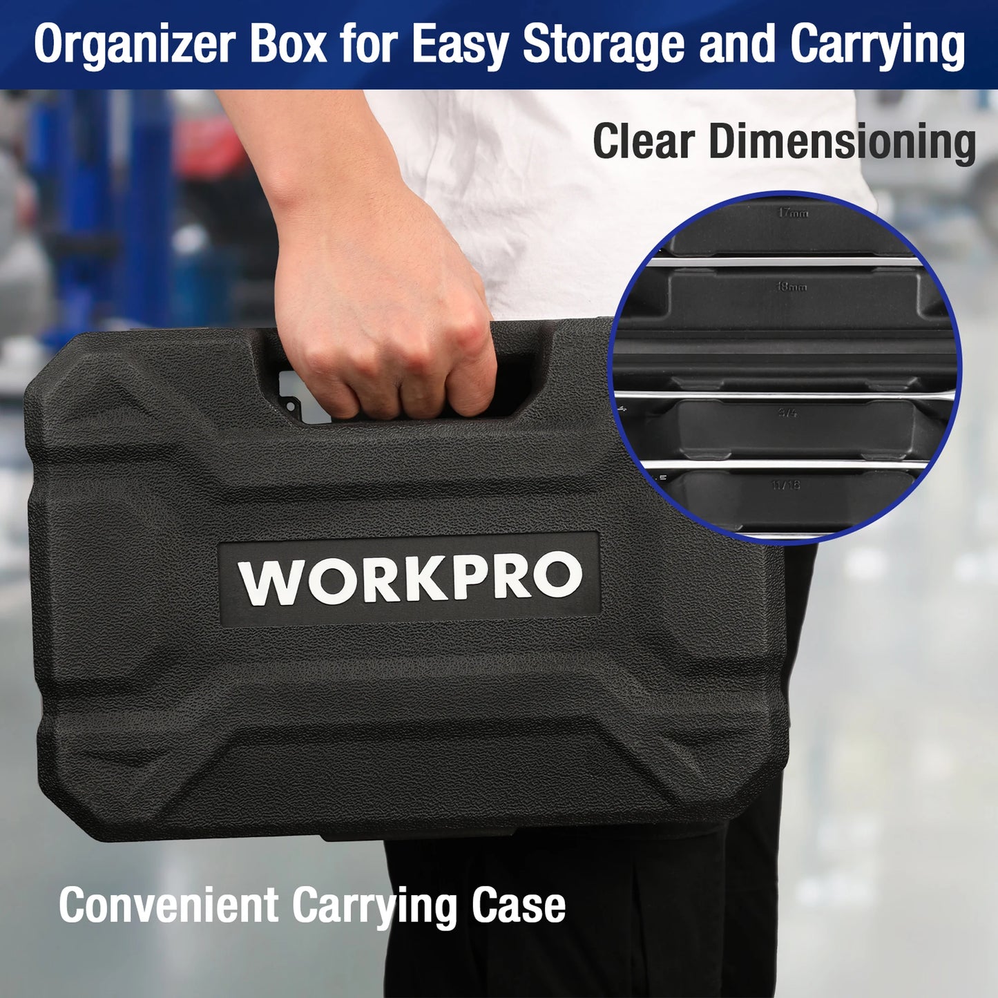 Workpro 23 Piece Ratcheting Wrench Set with Box 72 Teeth Wrench Tool Set