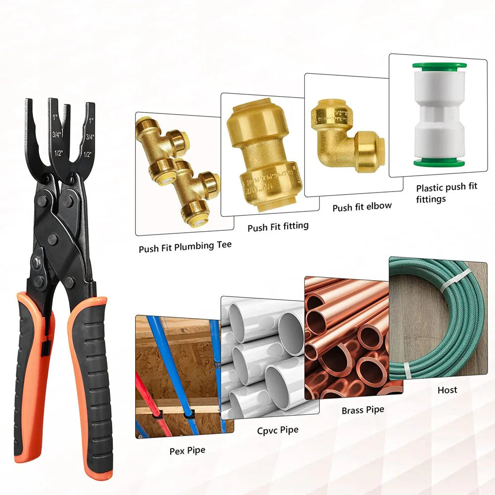 Disconnect Tong Tool Push to Connect for Fitting Removal Demount Brass Fit Clamp 1/2 Inch 3/4 Inch 1 Inch Fittings