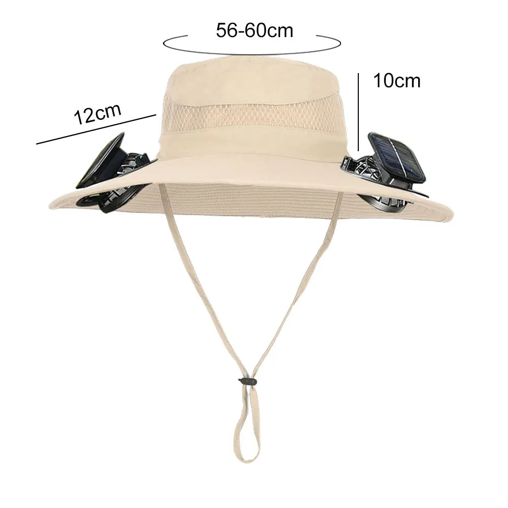 Outdoor Solar Fan Hat UV Protection Sun Hat with Solar Powered Fans Breathable Wide Brim Fishing Hat for Camping and Hiking