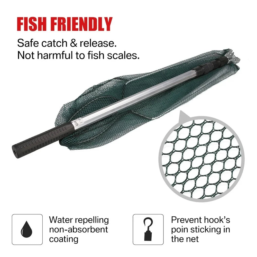 Telescopic Folding Fishing Landing Net with 190CM Aluminum Pole for Aquarium and Pond Use