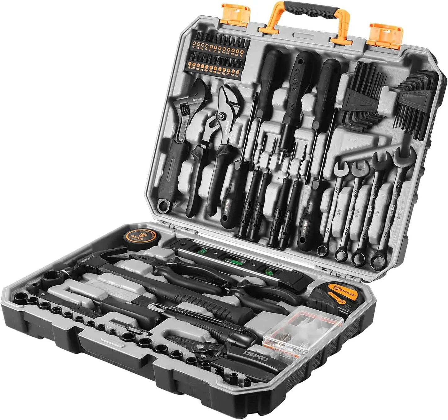 Deko DKMT178 Household Tool Set with Drill Wrench Sockets for Car Repair and Mechanics