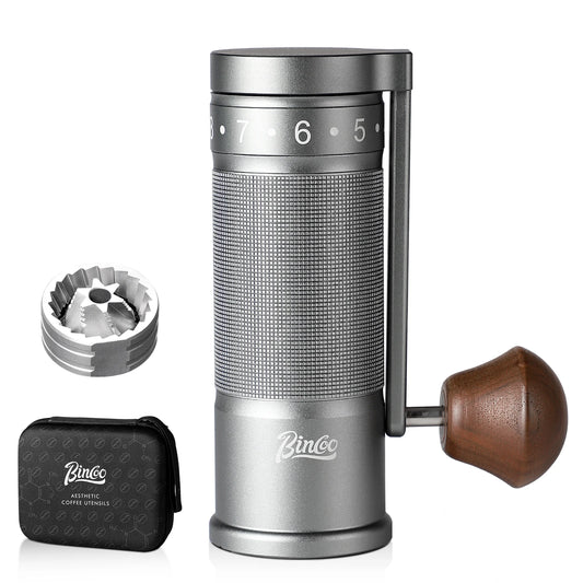 Bincoo Foldable Manual Coffee Grinder with External Adjustable Setting Stainless Steel Burr Grinder and Portable Storage Bag