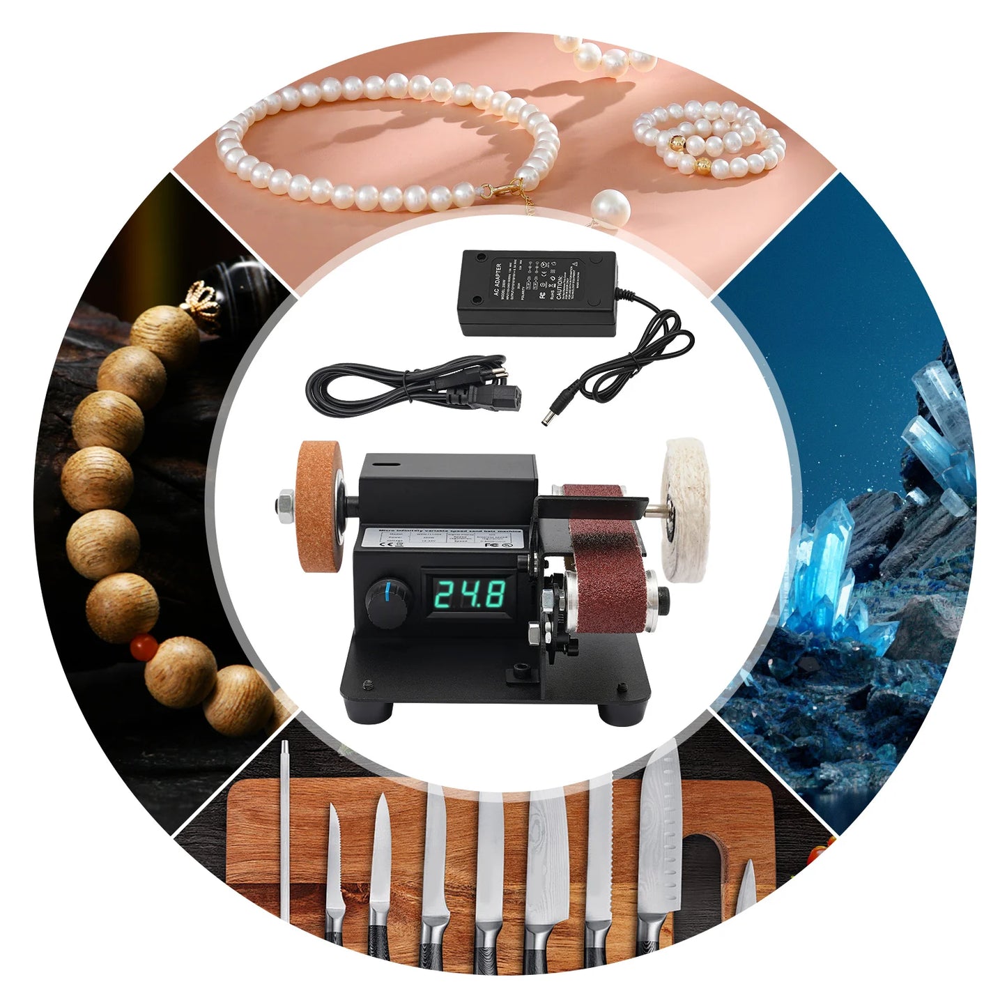 350W Variable Speed Mini Belt Sander Multi Material Sanding System Grinder 30x340mm Sanding Belt