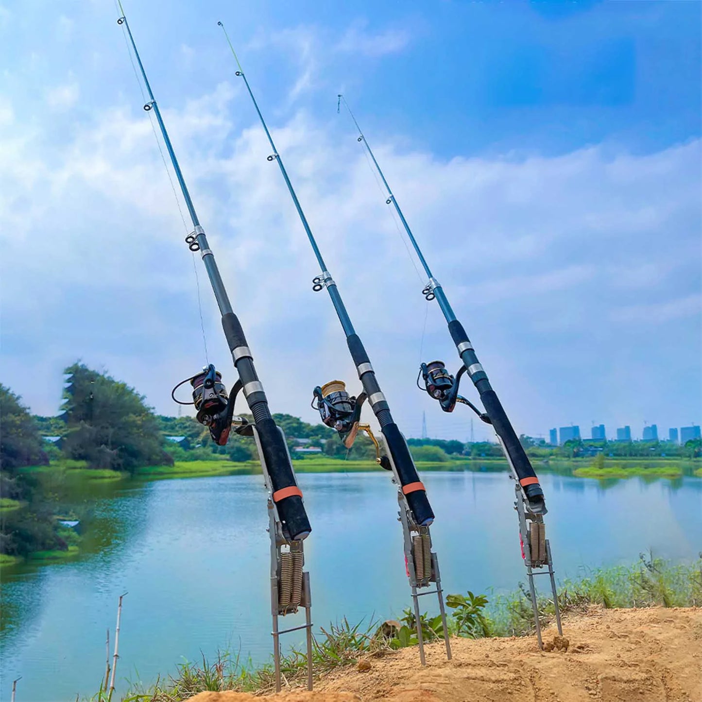 1 to 5 Pieces Automatic Fishing Rod Bracket Holders Stainless Steel Pole Stand Support Double Spring Rest Brackets Fishing Accessories