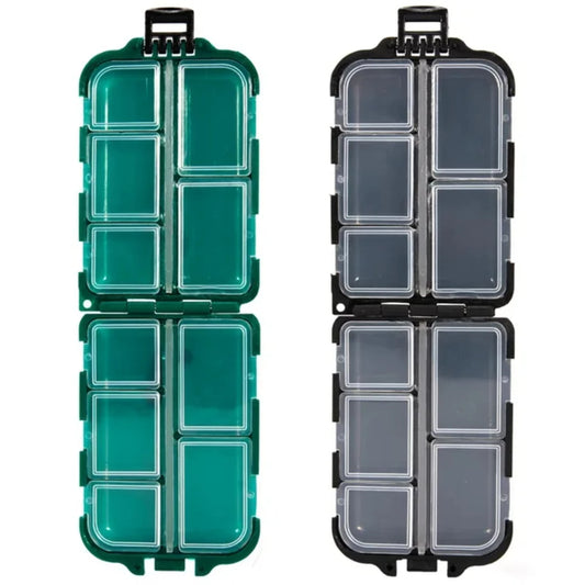 Efficient Double Sided Fishing Gear Organizer with 10 Spacious Compartments and 2 Piece Lure Hook Container