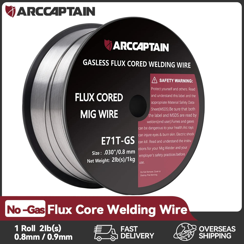 Arccaptain Gasless Flux Cored Welding Wire 0.8mm 0.9mm 1KG Roll E71T-GS MIG Welding Machine Accessories