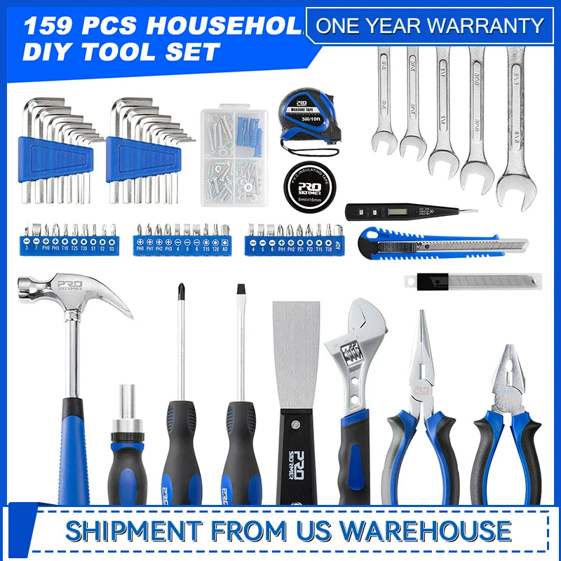 159 Piece Home Tool Set General Household Tool Kit with Storage Case Prostormer All Purpose Tool Kit